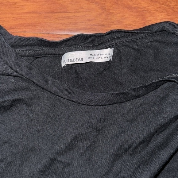 ASOS pull&bear black muscle drop volume shoulder tee t-shirt women L - Picture 6 of 8